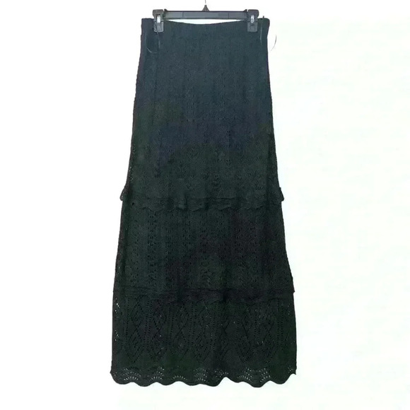 NWT Solitaire Sleeveless Crochet Top and Maxi Skirt Set, Size L - Black - Picture 6 of 6